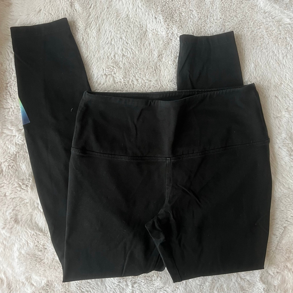 Women's PINK Victoria's Secret Black Rainbow Logo Yoga Leggings M - Picture 3 of 5